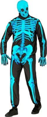 Immagine prodotto di Costume da scheletro per adulti blu neon Halloween - XL