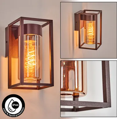 Produktbild von Lavello Außenwandlampe aus Metall/Glas in Rostfarben/Bernsteinfarben