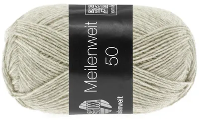 Produktbild von Lana Grossa MEILENWEIT 50 g UNI 4-fach Sockenwolle mit 80 % Schurwolle 210 m Farbe 1301 - Hellbeige meliert