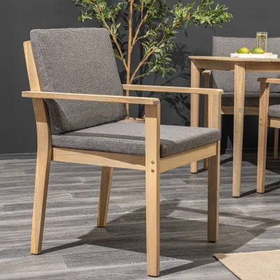 Produktbild von riess-ambiente Massiver Gartenstuhl KOPENHAGEN natur Akazienholz anthrazit Outdoor inkl. Kissen Terrassenstuhl Balkonstuhl Stuhl Holzstuhl