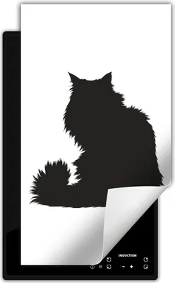 Image de DarHaus Plaque de recouvrement pour cuisinière 1 pièce 30x52 cm Tapis antidérapant Enroulable, chat - noir
