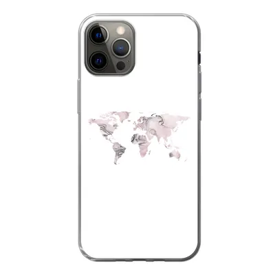 Produktbild von MuchoWow® Handyhülle Schutzhülle Hülle für iPhone 13 Pro Weltkarte - Marmor - Grau Silikon Softcase Handy Hülle - Handy-Tasche