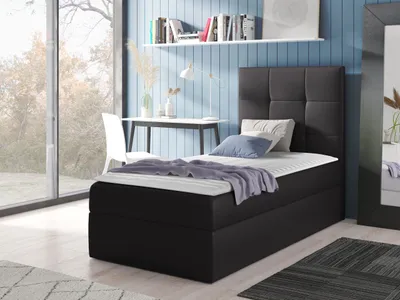 Obrázek produktu pro Hotelová jednolůžková postel 90x200 ROSALINDE - grafitová , pravé provedení + topper