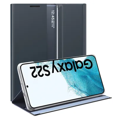 Immagine prodotto di Custodia per Samsung Galaxy S33, Custodia sottile in pelle con finestra e supporto per Galaxy S33 blu navy