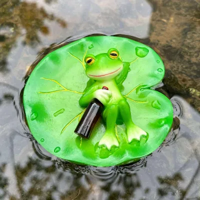 Produktbild von Dekorative Gartenteichfigur, schwimmender Frosch, Gartendekoration für den Außenbereich, wetterfeste Harzfigur, Miniteichdekoration, Tierfigur, Gartendekoration für den Außenbereich, Teich, Gartenteich, Teichdekoration, Balkon, Miniteich, Becken (H)