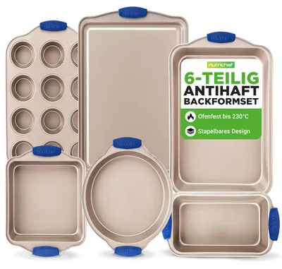 Produktbild von NutriChef Backformen-Set 6-teilig – Backblech, Muffin Backform, Kastenform Antih