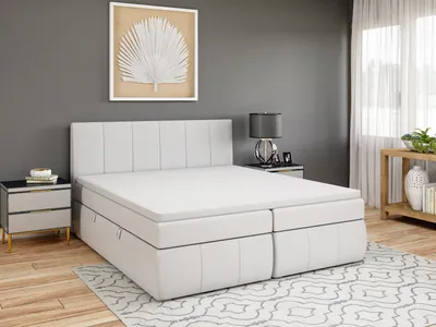 Produktbild von FEDVE Boxspringbett Schlafzimmerbett LEO mit 2 Bettkästen, Doppelbett mit Bonell-Matratze und Topper 140x200