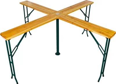 Produktbild von Bierzelttisch XXL klappbar | mit Schirmhalterung | HxBxT 102x240x30cm | lackiertes Holz | für 20 Personen | Stehtisch Quattro Bierzeltgarnitur Biertisch Bartisch