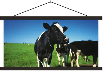 Produktbild von MuchoWow® Textilposter Kuh - Gras - Tiere 120x60 cm mit schwarzem Rahmen - Dekoration Schlafzimmer