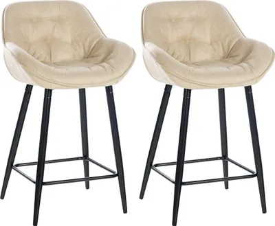 Produktbild von CLP 2er Set Barhocker Gibson Tresenstuhl gepolstert mit Fußstütze creme Material Stoff