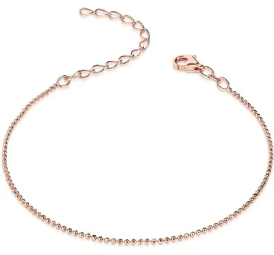 Immagine prodotto di MATERIA Bracciale oro rosa da donna sottile 1,2 mm - Bracciale in argento 925 da donna con catena a palline placcato oro rosa con diamanti 17-22 cm SA-85