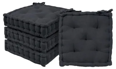 Produktbild von Harbour Housewares Quadratische Sitzkissen – 40 x 40 cm – Schwarz – 4er-Pack