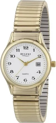 Produktbild von Regent 12300076 Damen-Armbanduhr, Gold-Gehäuse, Metall-Armband