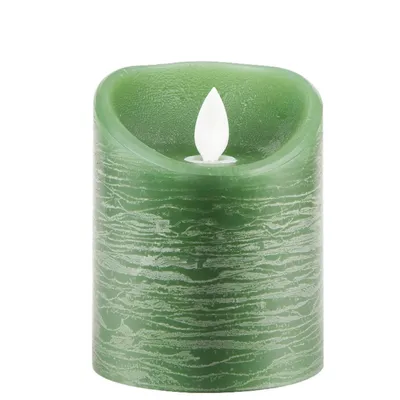 Zdjęcie produktu dla Świeca LED z prawdziwego wosku z timerem migoczący knot jadeitowa zieleń wysokość 12,5cm
