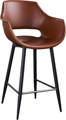 Produktbild von KAWOLA Thekenhocker ZAJA Barstuhl Sitzhöhe 65 cm Kunstleder cognac