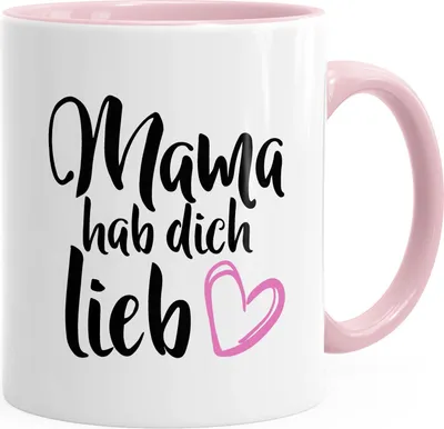 Produktbild von Geschenk-Tasse Muttertag Mama hab dich lieb MoonWorks® rosa unisize