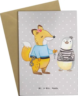 Produktbild von Mr. & Mrs. Panda Grußkarte Justizvollzugsbeamte Herz - Grau Pastell - Geschenk, Grußkarten, einladungskarten, glückwunschkarten, Gefängnis, weihnachtskarten, babykarte