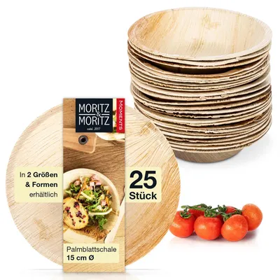 Produktbild von Moritz & Moritz 25x Palmblatt Schüssel Rund 15cm