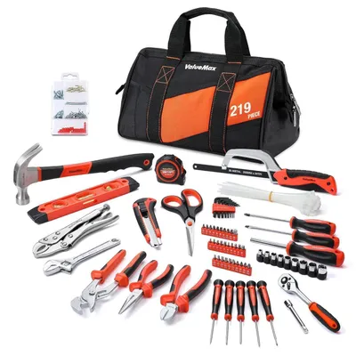 Immagine prodotto di Set di utensili da 219 pezzi, completo di borsa per attrezzi, ideale per la casa e per lavori di bricolage