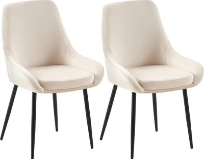 Produktbild von CLP 2er Set Esszimmerstuhl Elmira creme Material Gestell Metall matt schwarz