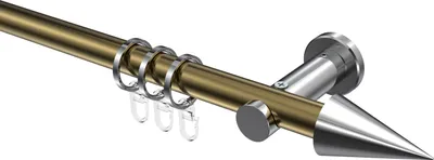 Produktbild von Interdeco Gardinenstange / Vorhangstange Messing Antik / Chrom, Typ Platon Savio (Kegel), 20 mm Ø 1-läufig, 280 cm