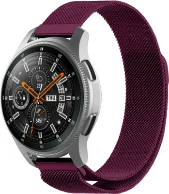 Produktbild von Strap-it Milanese Armband - Kompatibel mit Samsung Galaxy Watch Armband 46mm Edelstahl Armband mit Magnetverschluss - Ersatzarmband - Hochwertiges Material - für Smartwatch 22mm Armband Lila