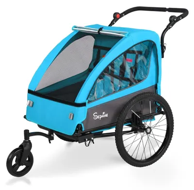 Produktbild von Sepnine BT920 Kinder-Fahrradanhänger – 2 Kinder, Faltbar - Blau
