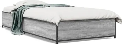 Produktbild von vidaXL Bettgestell Grau Sonoma 90x200 cm Holzwerkstoff und Metall