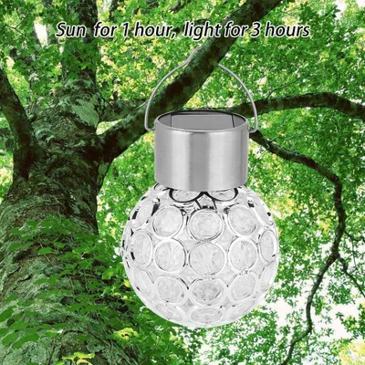 Zdjęcie produktu dla Solarna lampa wisząca w kształcie kuli, solarna lampa ogrodowa w kształcie kuli, lampa LED zmieniająca kolor, solarna lampa LED w kształcie kuli, lampa LED oświetlająca chodnik
