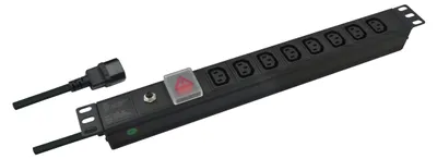 Produktbild von helos 19" Steckdosenleiste PROFESSIONAL, 8-fach C13, schwarz 2,0m, mit Schalter