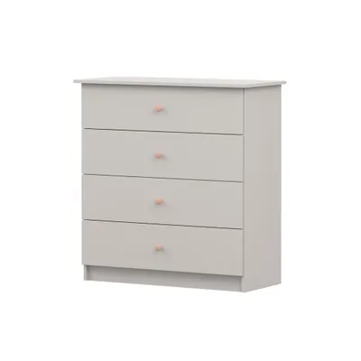 Produktbild von Kommode Sideboards Highboard für das Kinderzimmer 95 cm Kaschmir/Kaschmir mit vier Schubladen und rosa Griffe Olaf 02