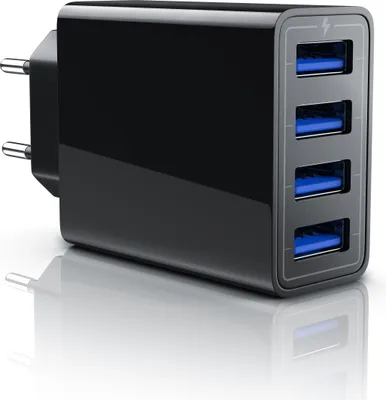 Produktbild von Aplic USB-Ladegerät 5000 mA, 4-Port Netzteil für Handy, Tablet uvm. 5000mA, 2,4A Max. je Port, 25W