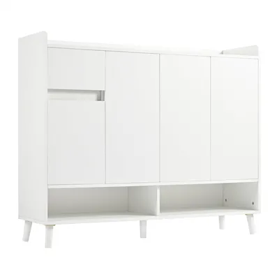 Image de Buffet moderne blanc 4 portes 1 tiroir 120x99x35cm