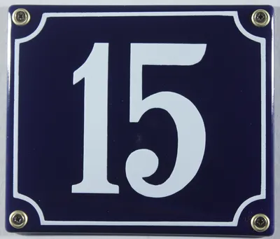 Produktbild von Hausnummernschild Emaille 15 blau - weiß 12x14 cm Schild Emaile Hausnummer Haus Num