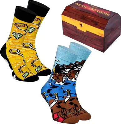 Immagine prodotto di Rainbow Socks calzini di tutti i giorni tesoro dei pirati 2 paia regalo divertente taglia 41-46