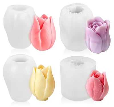 Obrázek produktu pro Omgoods – Sada 4 silikonových forem ve tvaru tulipánů pro kreativní projekty