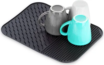 Immagine prodotto di Tappetino scolapiatti in silicone, nero, 34x26,5 cm