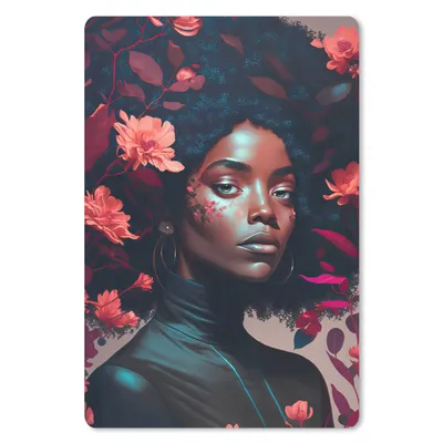 Produktbild von MuchoWow® Mauspad Mousepad Blumen - Frau - Porträt - Illustration 40x60 cm - Mousepads - Maus Mat - Pad - Mausunterlage - Schreibtisch Accesoire