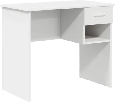 Zdjęcie produktu dla Biurko Z Przechowywaniem Białe 90X49.5X75 Cm Materiał Drewnopochodny Lumarko!