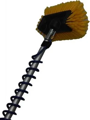 Image de Kit de nettoyage avec manche télescopique D&L 8 m + brosse 5 faces et distributeur de savon - Jaune
