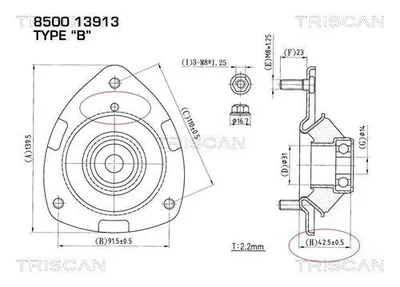 Produktbild von TRISCAN 8500 13913 Federbeinstützlager für TOYOTA Yaris Schrägheck (P1) Yaris Verso (P2)