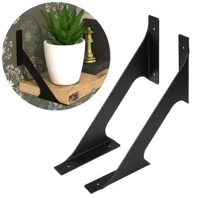 Produktbild von Moderne Regalträger für Wandregale, FLEX 200 x 200 mm, schwarz, 2 Stück