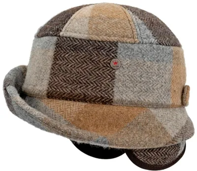 Balke bunt karierter Toque Winter-Stoffhut mit Ohrenklappen in beige