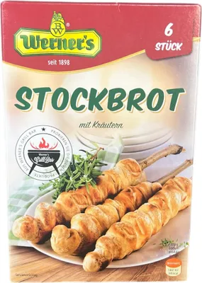 Produktbild von Werner's Stockbrot mit Kräutern Fertigmischung 4-6 Stück Backmischung Lagerfeuer Camping Knüppelteig