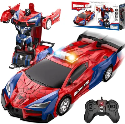 Produktbild von Spider Transform Ferngesteuertes Auto 2,4 GHz – 2-in-1 RC Roboter Auto mit One-Key Transformation, 360° Stunts, LED & Sound, 2 Akkus, Spielzeug für Kinder ab 3 Jahren, Jungen & Mädchen