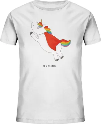 Produktbild von Mr. & Mrs. Panda Kleinkinder T-Shirt Einhorn Super 7-8 Jahre (122/128) - Weiß - Geschenk, Kinder Bio, Teenager, Kindershirt, Einhörner, für, Unicorn, Baumwoll, Held