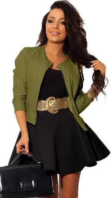 Produktbild von Damen Blazer Kurzjacke in 7 Farben Kunstleder Kunstleder; Olivgrün S/M 36/38