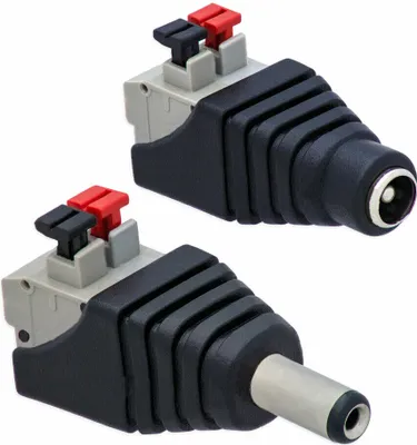 Produktbild von 1x DC Buchse + 1x DC Stecker Adapter > Terminal Block 2 Pin Druck Klemmen Netzadapter