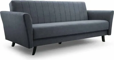 Produktbild von Sofa mit Schlaffunktion und Bettkasten, Kippsofa Klappsofa Schlafsofa Clic-Clack Couch für Wohnzimmer Federkern Sofagarnitur Polstersofa 231x90x93 cm - ANGELLI (Grau - Paros 6)