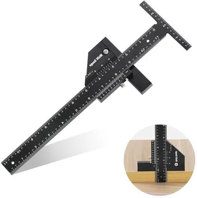 Immagine prodotto di Righello a T in acciaio inox 280 mm con bordo dritto - Utensile per lavori di falegnameria